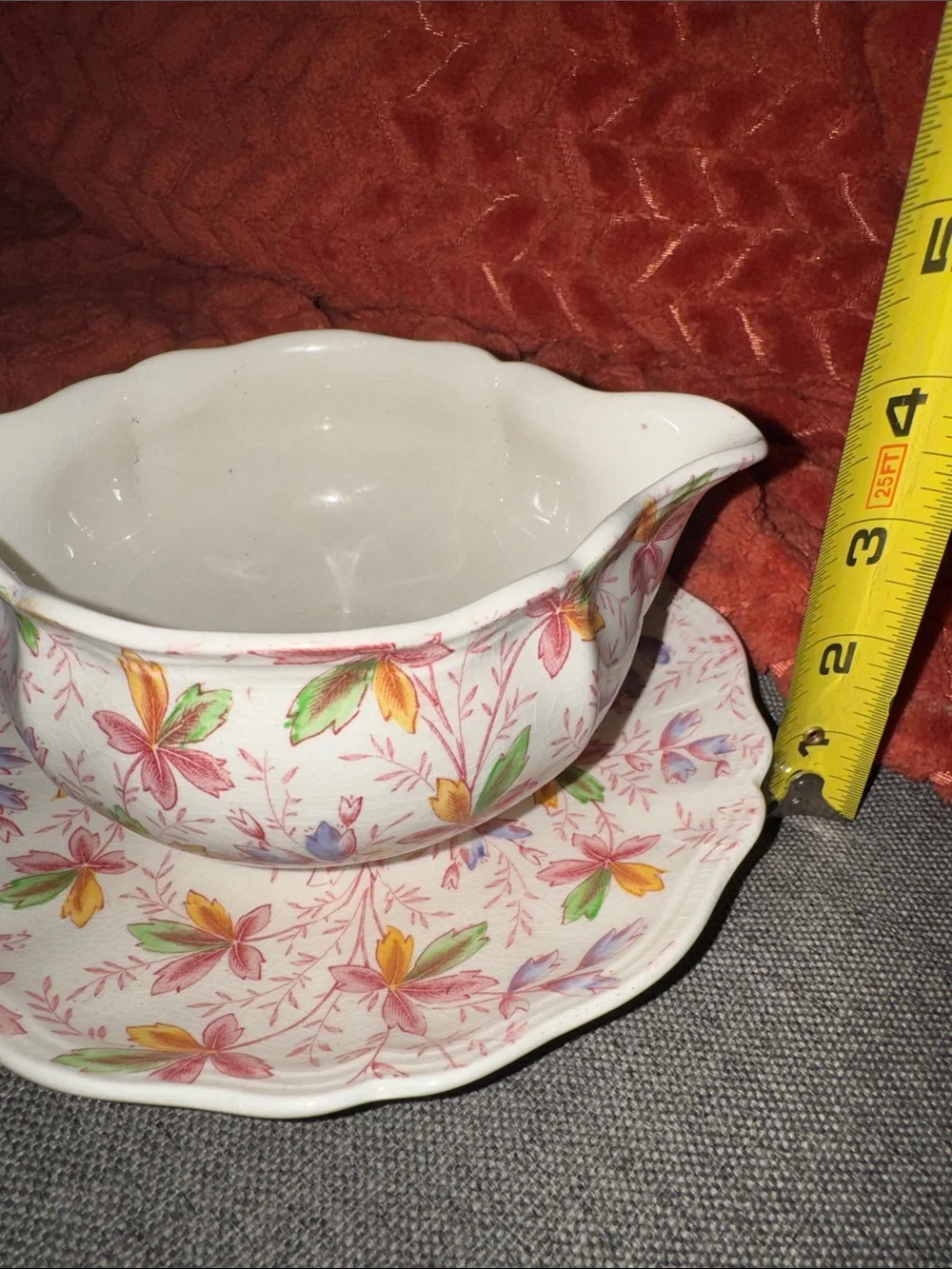 Rare Antique Royal Doulton Salisbury D.6148 Gravy Boat & Attached Underplate Set